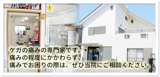 ケガの痛みの専門家です。痛みの程度にかかわらず、痛みでお困りの際はぜひ当院にご相談ください。